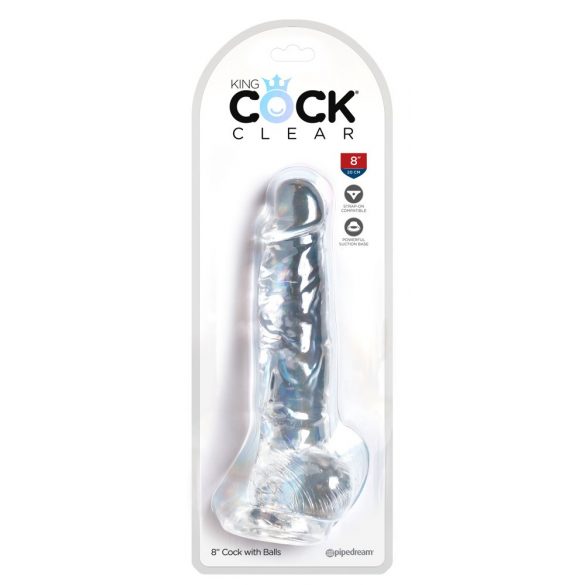 Dildo Trasparente King Cock Clear 8 con Ventosa e Testicoli (20cm) 