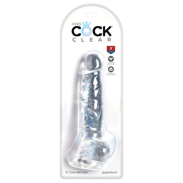 Dildo Trasparente King Cock Clear 8 con Ventosa e Testicoli (20cm) 