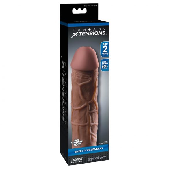 X-TENSION Mega 2 - Realistica guaina peniena (20,3 cm) - Naturale scuro