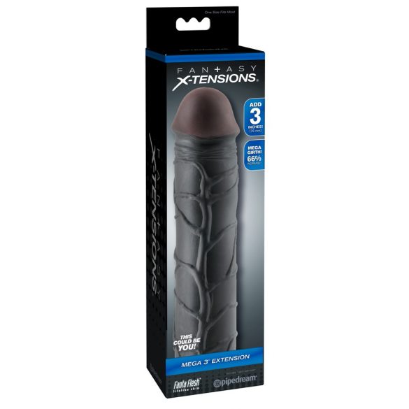 Fodero Mega Pene X-TENSION 3 Reale (22,8cm) - Nero 