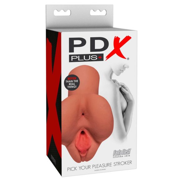 Masurbatore PDX "Scegli il Tuo Piacere" - 2in1 Vagina e Ano Realtici (Natural Scuro) 