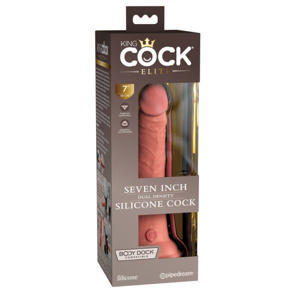 Dildo Realistico Doppio Strato King Cock Elite con Ventosa (18cm) - Color Carne 