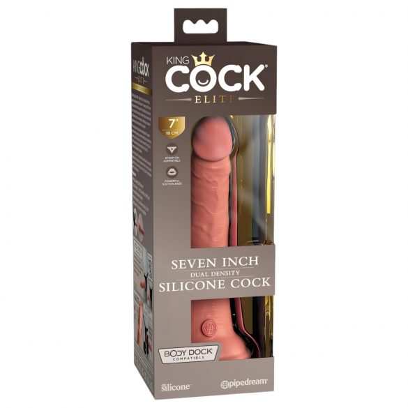 Dildo Realistico Doppio Strato King Cock Elite con Ventosa (18cm) - Color Carne 