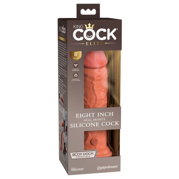 Dildo Realistico Doppio Strato King Cock Elite con Ventosa (20cm) - Colore Naturale Scuro 