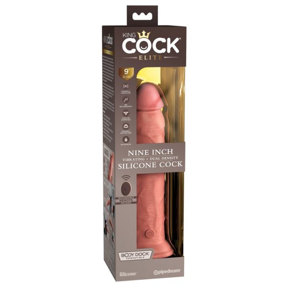 Vibratore Realistico King Cock Elite 9 con Ventosa e Telecomando - 23cm, Colore Naturale 