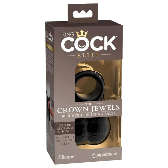 Gioielli Reali Elite di King Cock - Estensione del Pene con Testicoli Oscillanti (nero) 