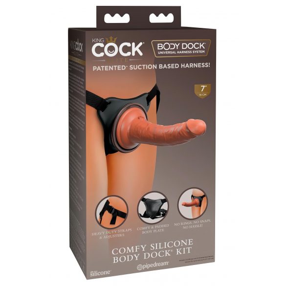 Re Leone Elite Comfy - Dildo Indossabile con Imbracatura (Colore Naturale Scuro) 