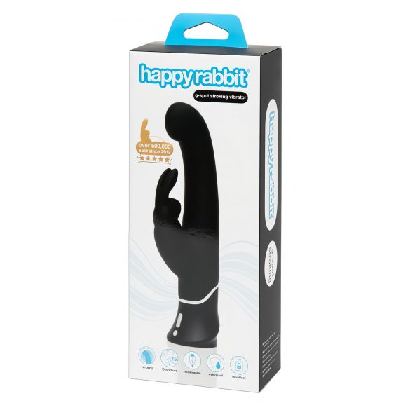 Vibratore per Punto-G e Clitoride Happyrabbit con Stimolatore Flessibile e Ricaricabile, Impermeabile (nero) 