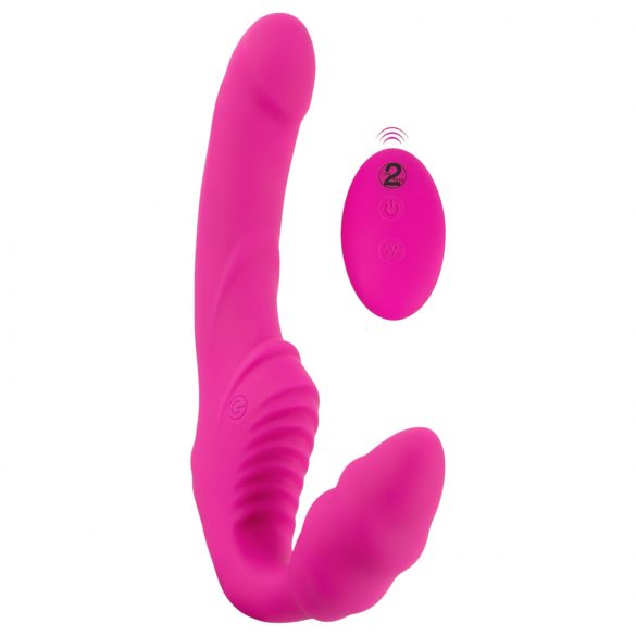 Strepless Strap-On - vibratore indossabile (rosa)