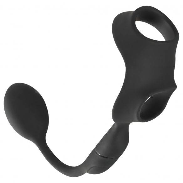 Rebel - Anello per pene e testicoli con vibratore (nero) 