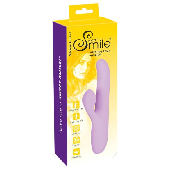 Vibratore Viola SMILE - Ricaricabile con Perline Rotanti, Funzione di Spinta e Stimolatore Clitorideo 