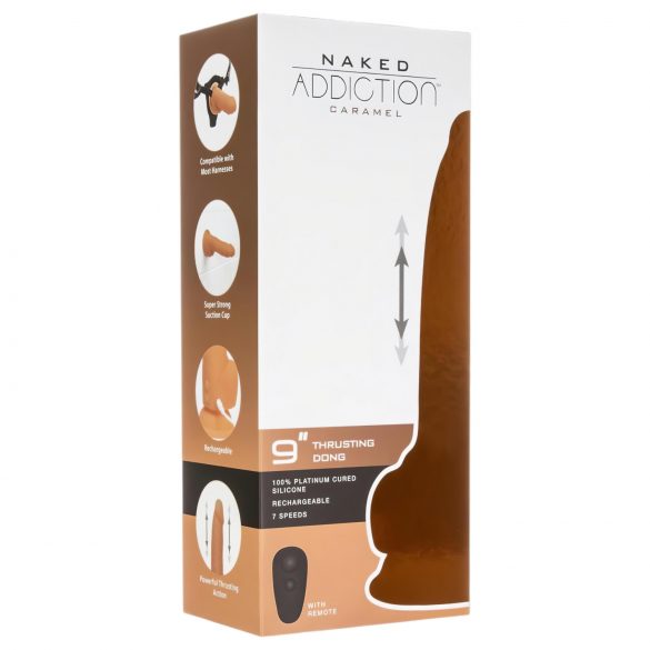 Naked Addiction Thrusting 9 - vibratore a spinta radiocomandato - colore scuro (23 cm)