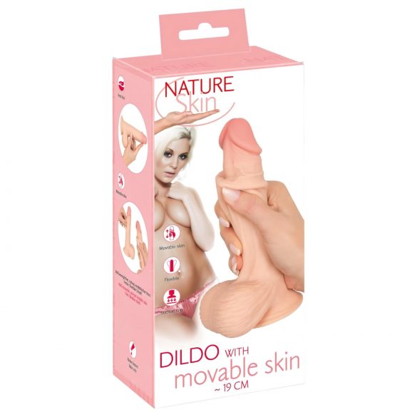 Dildo Doppio Strato con Effetto Pelle Scivolante - 19cm (Naturale) 