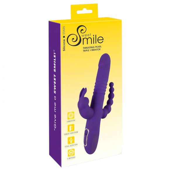 SMILE Triple - Vibratore rotante e spingente con 3 bracci ricaricabile (viola)