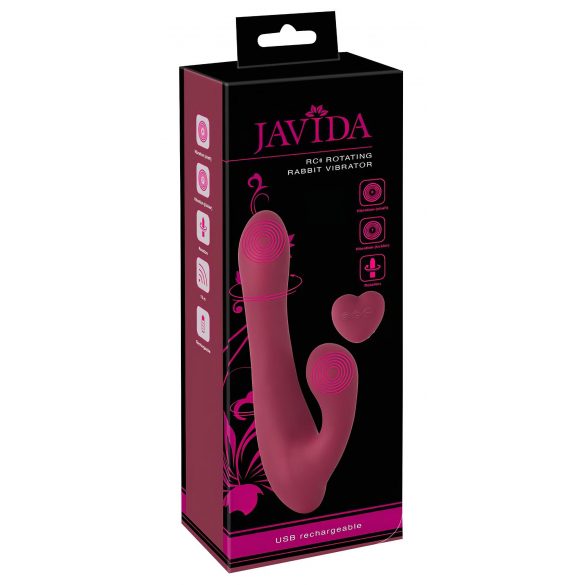 Javida - Vibratore Rotante con Braccio Clitorideo Ricaricabile e Radiocomando (Rosso) 