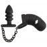 Gabbia per pene in silicone Black Velvet con dildo anale (nero) 