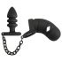 Black Velvet - gabbia per pene in silicone con plug anale (nero)