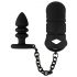 Gabbia per pene in silicone Black Velvet con dildo anale (nero) 