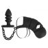 Gabbia per pene in silicone Black Velvet con dildo anale (nero) 