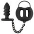 Gabbia per testicoli in silicone con dildo anale Black Velvet (nero) 