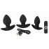 Set di Plug Anali "Black Velvet" con Mini Vibratore Ricaricabile - 3 Pezzi (Nero) 