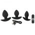 Set di Plug Anali "Black Velvet" con Mini Vibratore Ricaricabile - 3 Pezzi (Nero) 