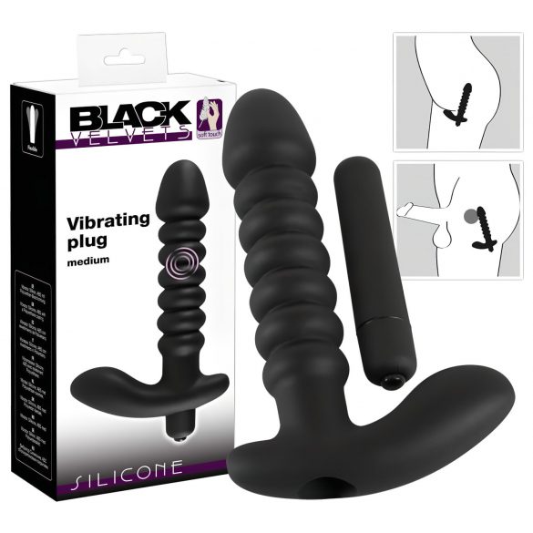 Vibratore Black Velvet pieghettato - medio (nero)