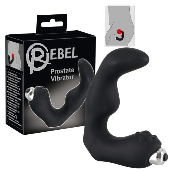 Stimolatore Prostatico Curvato Rebel con Mini-Vibratore Rimovibile (Nero) 