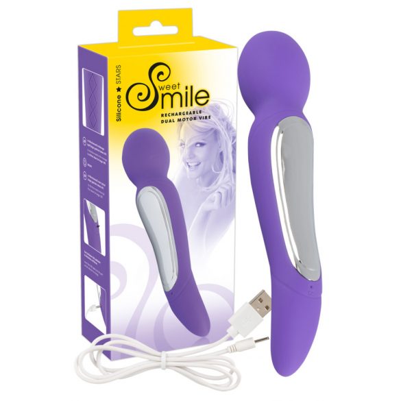 Vibratore Massaggiante con Doppi Motori Ricaricabile SMILE - Viola 