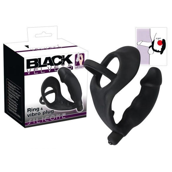 Black Velvet - Plug anale con anello pene e testicoli (nero)