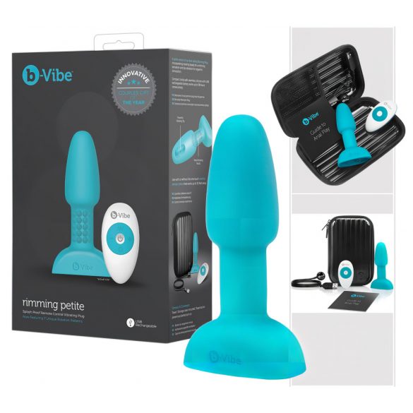 Vibratore anale b-Vibe Rimming con perline rotanti (turchese) 