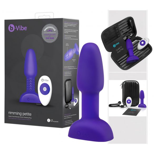 b-Vibe Rimming - vibratore anale con perline rotanti (viola)