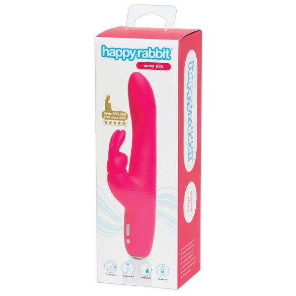 Vibratore Impermeabile Curvo Slim con Stimolatore Clitorideo Ricaricabile Happyrabbit (rosa)