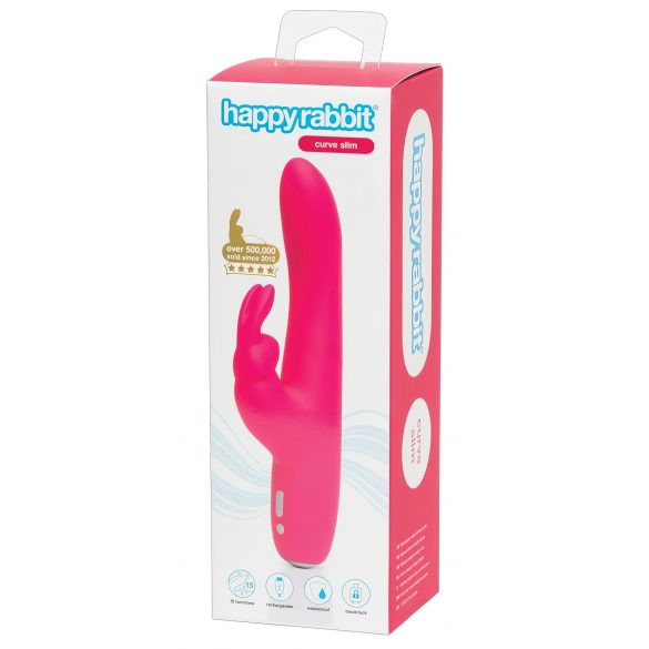 Vibratore Impermeabile Curvo Slim con Stimolatore Clitorideo Ricaricabile Happyrabbit (rosa) 