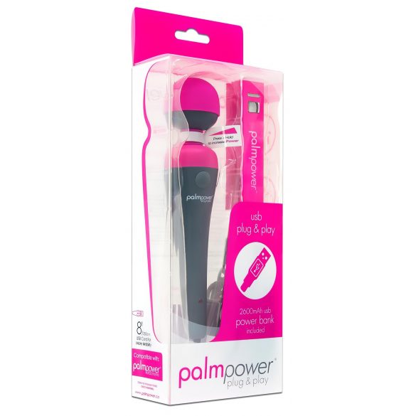 PalmPower Wand - vibratore massaggiante con power bank (rosa-grigio)