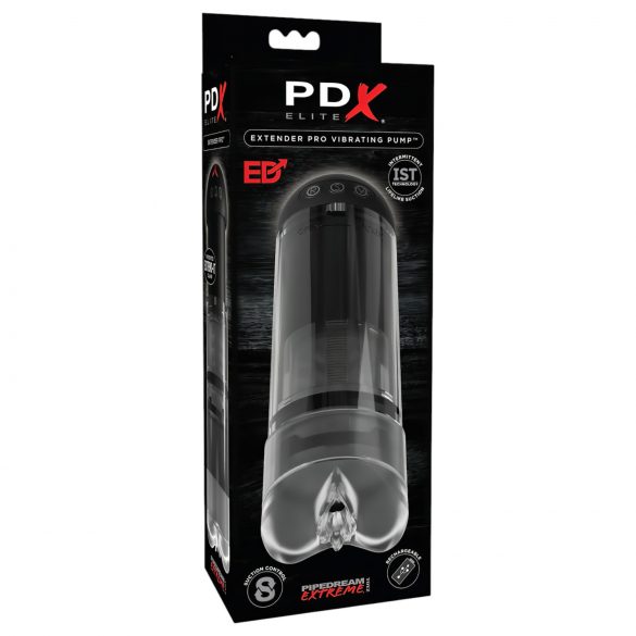 PDX Elite Extender Pro - vaginale nera vibrante e aspirante ricaricabile