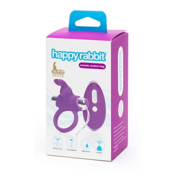 Anello penieno vibrante Happyrabbit con telecomando wireless e ricarica USB (lilla-argento) 