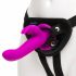 Vibratore Strap-On Happyrabbit - con stimolatore clitorideo a forma di coniglio (viola) 