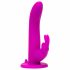 Vibratore Strap-On Happyrabbit - con stimolatore clitorideo a forma di coniglio (viola) 