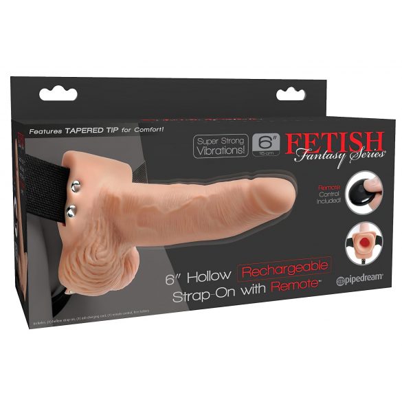 Vibratore Fetish Strap-On 6 - Radiocontrollato, Ricaricabile, Cavo e Indossabile (Natural) 