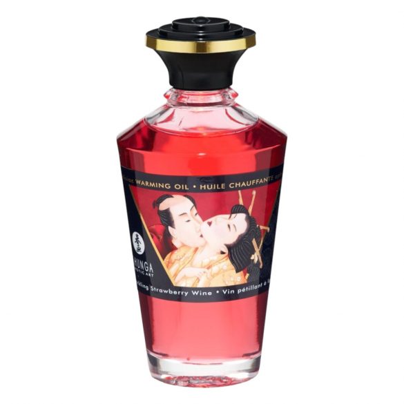 Olio da massaggio riscaldante Shunga - champagne e fragola (100ml) 