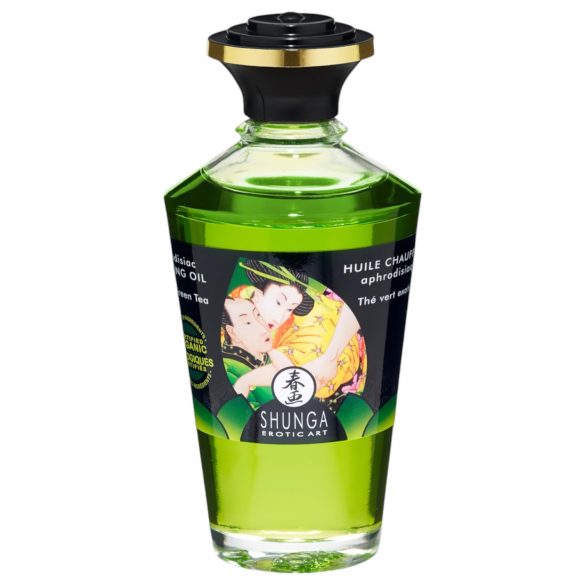 Olio da massaggio riscaldante Shunga - aroma di tè verde (100ml) 