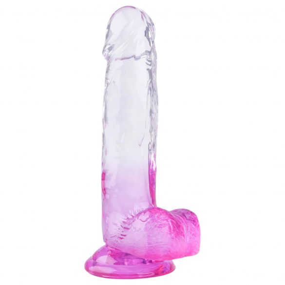 Dildo realistico autoadesivo con testicoli - 22cm (trasparente-viola) 