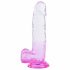 Dildo realistico autoadesivo con testicoli - 22cm (trasparente-viola) 