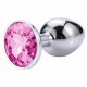 Plug Anale in Metallo con Gemma (Argento-Rosa) 