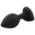 Sunfo - plug anale in silicone con gioiello a cuore (nero-bianco)