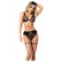 Mapalé - Set Reggiseno con Porta Reggicalze (Nero) 