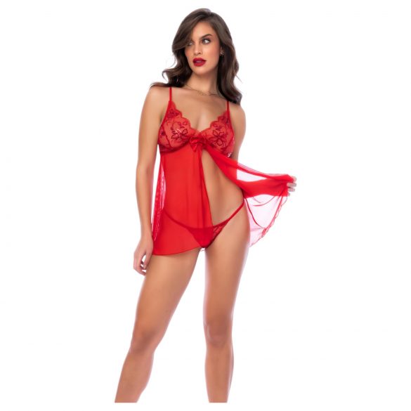 Mapalé - babydoll in pizzo e tanga (rosso)