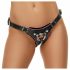 Slip in pelle ZADO con supporto per dildo a ventosa (nero) - Taglia S-L 