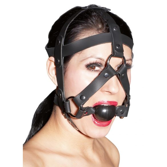 Maschera in pelle con morso gag ZADO (nera) 